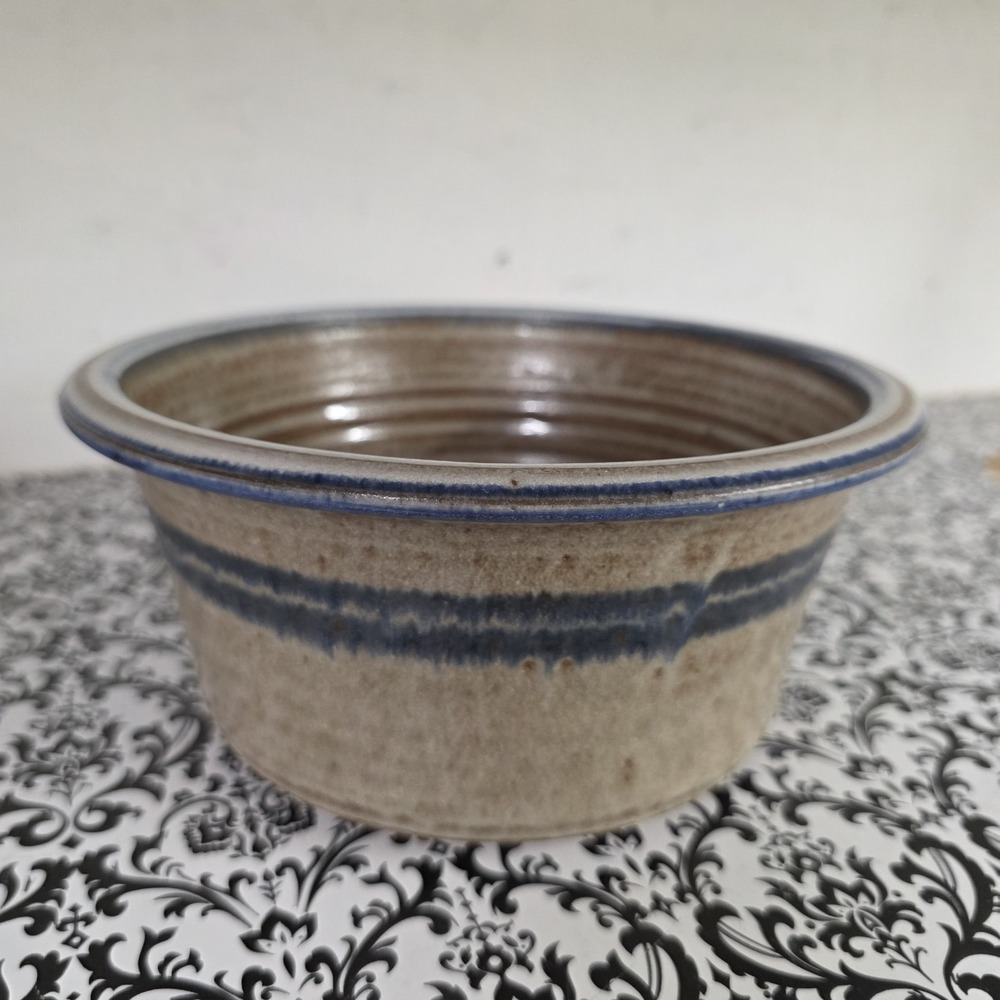 Vtg Richard Dick Lien Studio Pottery Bowl Blue Glazed 8" Fruit Trinket Candy